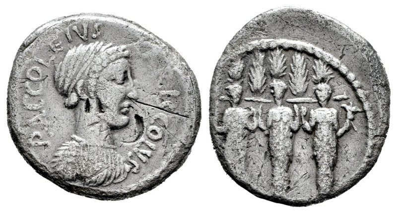 Accoleius. Denarius. 43 BC. Rome. (Ffc-90). (Craw-486/1). (Cal-62). Anv.: P. ACC...