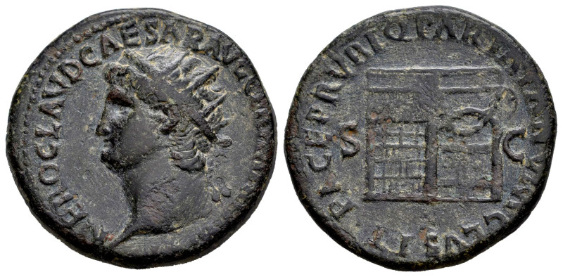 Nero. Dupondius. 66 d.C. Rome. (Ric-287). Anv.: NERO CLAVD CAESAR AVG (GER P M T...
