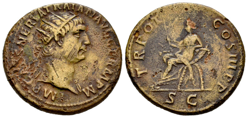 Trajan. Dupondius. 100 d.C. Rome. (Ric-II 411). (Woytek-67a). (Bmcre-736). Anv.:...