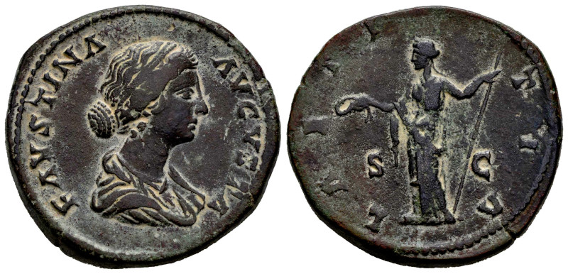 Faustina Junior. Sestertius. 147-175 d.C. Rome. (Ric-1654). (Bmcre-924). (C-149)...