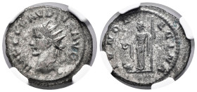 Claudius II, Gothicus. Antoninianus. 270 d.C. Antioch. (Ric-V 1.212). Anv.: IMP C CLAVDIVS AVG, radiate head to left. Rev.: IVNO REGINA, Juno standing...