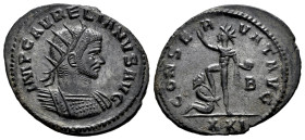 Aurelian. Antoninianus. 274-275 d.C. Antioch. (Ric-V 3055). Anv.: IMP AVRELIANVS AVG, radiate and cuirassed bust right. Rev.: CONSERVAT AVG, Sol walki...