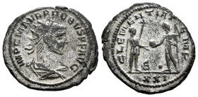 Probus. Antoninianus. 276-282 d.C. Antioch. (Ric-992). Anv.: IMP C M AVR PROBVS P F AVG. Radiate, draped and cuirassed bust right. Rev.: CLEMENTIA TEM...