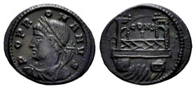 Constantinus I. 1/2 follis. 330 d.C. Constantinople. (Ric-VIII 21). Anv.: POP ROMANVS, laureate and draped bust of Genius to left, cornucopiae at shou...
