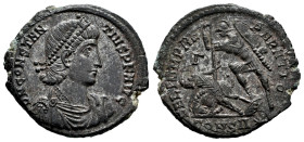 Constantius II. Centenionalis. 348-351 d.C. Constantinople. (Ric-VIII 81). Anv.: D N CONSTANTIVS P F AVG, pearl-diademed, draped and cuirassed bust to...