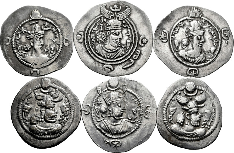 Lot of 6 coins from the Sasanian Empire. Drachms of different Kings, years and m...