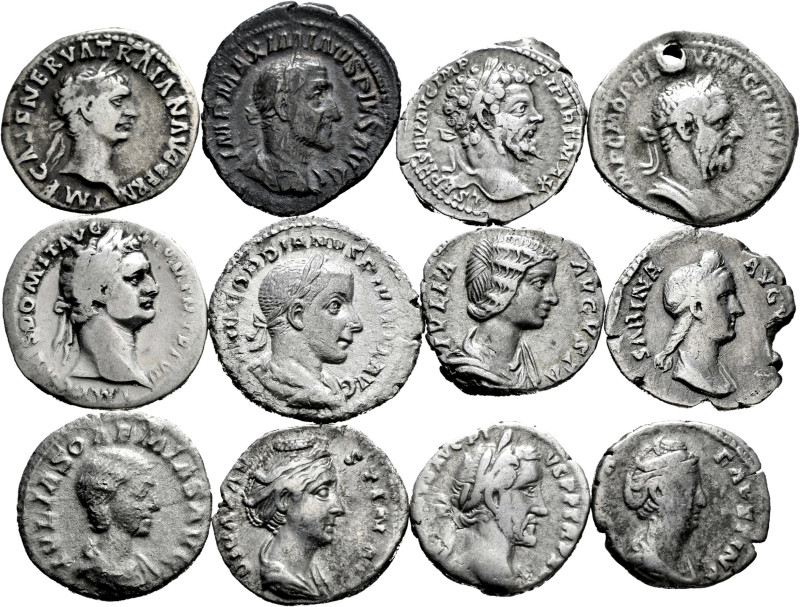 Lot of 12 denarius from the Roman Empire. Containing a great variety of reverses...