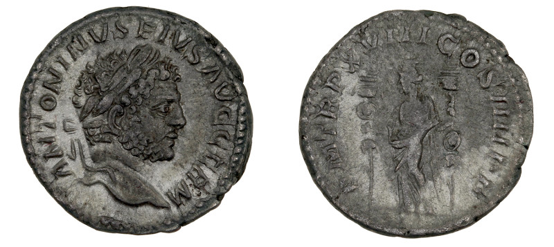 Roman Empire
Caracalla (215 AD), Denário, Anv: busto à direita (ANTONINVS PIVS ...