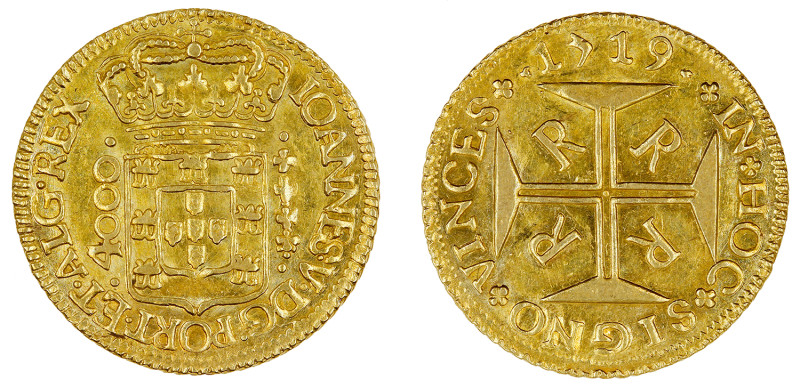 Portugal
D. João V Moeda (4.800 Réis) 1719 Rio de Janeiro, ouro, AG.102.19, bel...