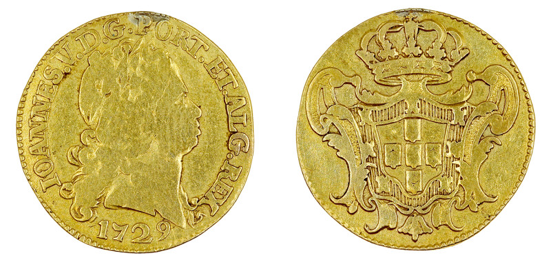 Portugal
D. João V Escudo (1.600 Réis) 1729, ouro, AG.112.06, BC+