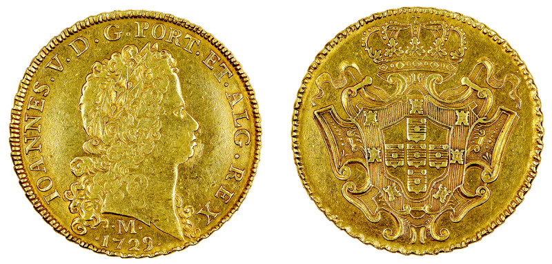 Portugal
D. João V Dobra (12.800 Réis) 1729 Minas Gerais, ouro, RS.574, AG.140....