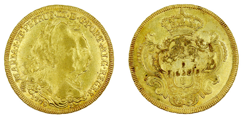 Portugal
D. Maria I e D. Pedro III Peça (6.400 Réis) 1778 Bahia, ponto no final...