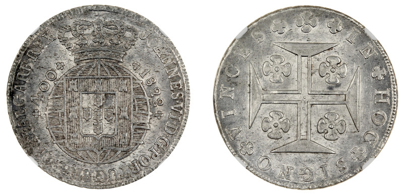 Portugal
D. João VI Cruzado (480 Réis) 1822, coroa baixa, prata, AG.12.05, NGC ...