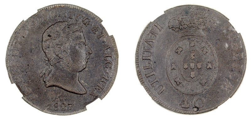 Portugal
D. Pedro IV Pataco (40 Réis) 1827, data sem pontos, ET.ALG.REX, AG.02....