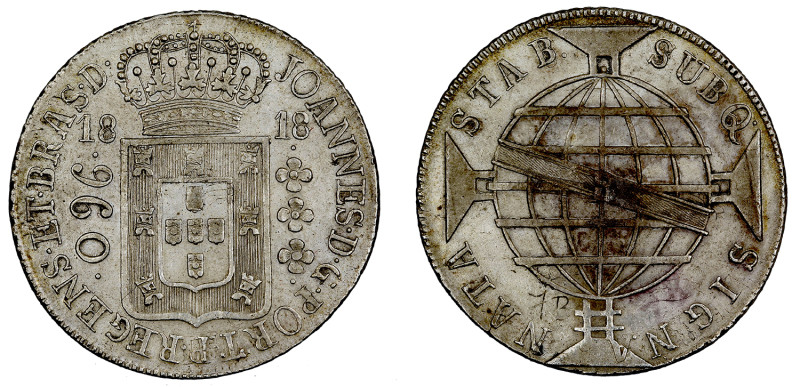 Brazil
D. João Príncipe Regente 960 Réis (Patacão) 1818 Rio de Janeiro, Chile i...