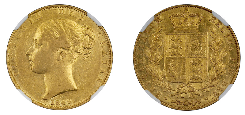 Great Britain
Victoria Libra 1842, letras A sem barra em GRATIA, ouro, Marsh 25...