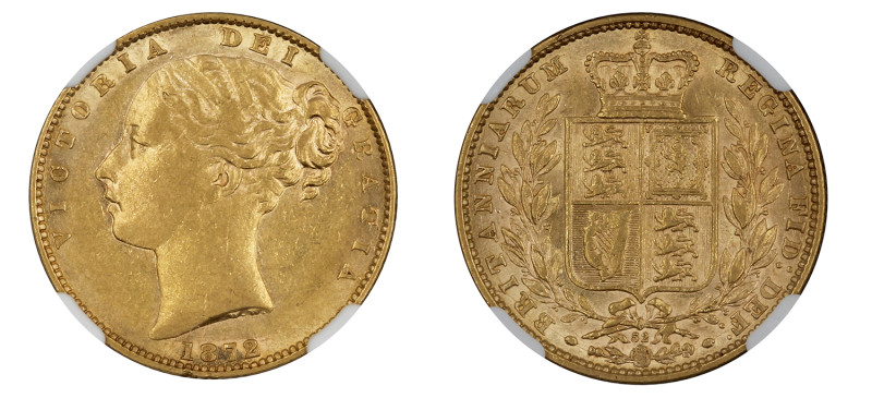 Great Britain
Victoria Libra 1872, Die 21, ouro, Marsh 56, NGC 6637337-012, AU ...