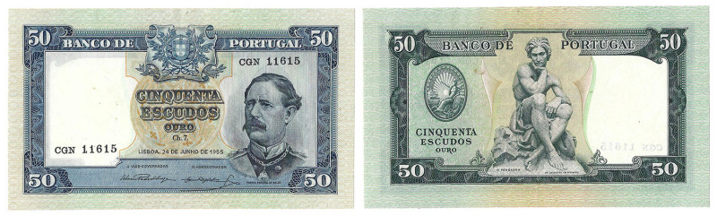 Portugal
Nota de 50 Escudos Ch.7, 24 de Junho de 1955, CGN 11615, Pick# 160, be...