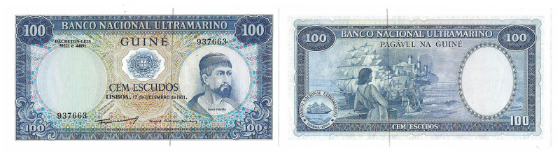 Portuguese Guinea
Nota de 100 Escudos Banco Nacional Ultramarino, 17 de Dezembr...