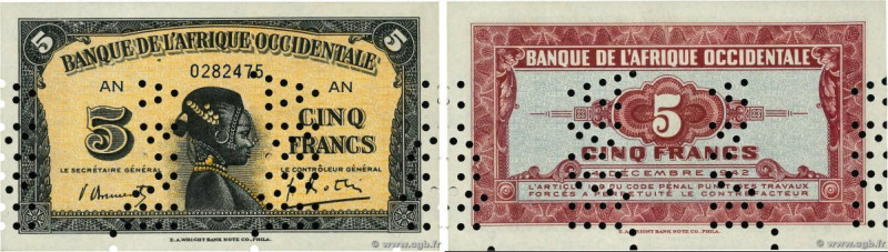 Country : FRENCH WEST AFRICA (1895-1958) 
Face Value : 5 Francs Annulé 
Date : 1...