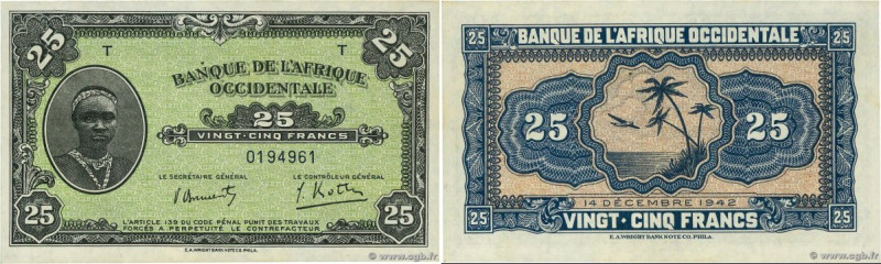 Country : FRENCH WEST AFRICA (1895-1958) 
Face Value : 25 Francs 
Date : 14 déce...