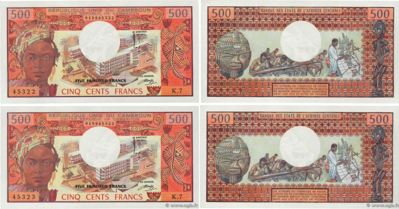 Country : CAMEROON 
Face Value : 500 Francs Consécutifs 
Date : (1974) 
Period/P...