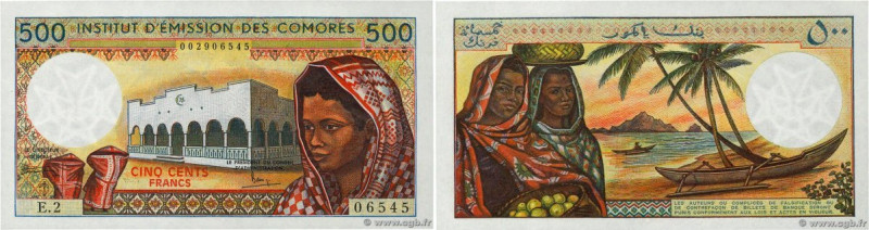 Country : COMOROS 
Face Value : 500 Francs 
Date : (1976) 
Period/Province/Bank ...