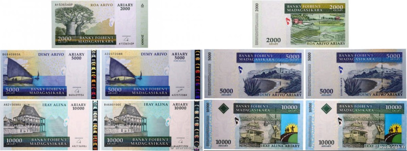 Country : MADAGASCAR 
Face Value : 2000 au 10000 Ariary Lot 
Date : (2009) 
Peri...