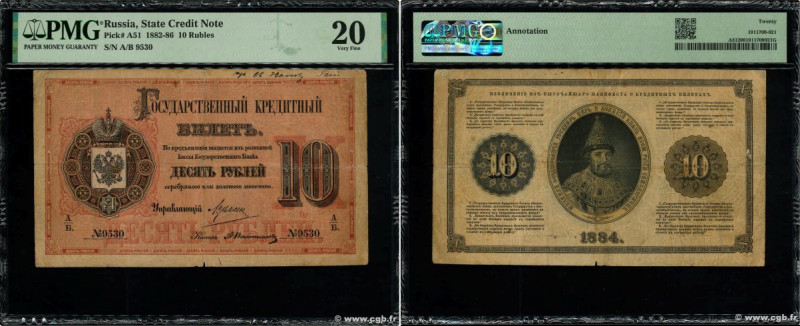 Country : RUSSIA 
Face Value : 10 Roubles 
Date : 1884 
Period/Province/Bank : S...