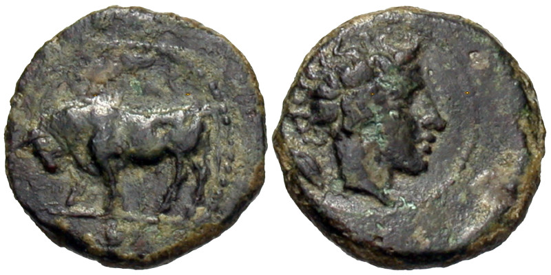 Sicily, Gela. Ca. 420-405 B.C. AE onkia (11 mm, 1.06 g).