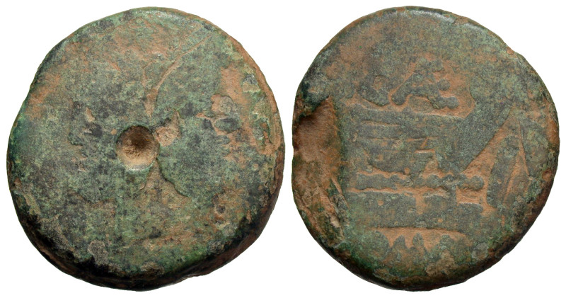 A. Caecilius A.f. Ca. 169-158 B.C. AE as (31 mm, 31.98 g). Crawford 174/1.