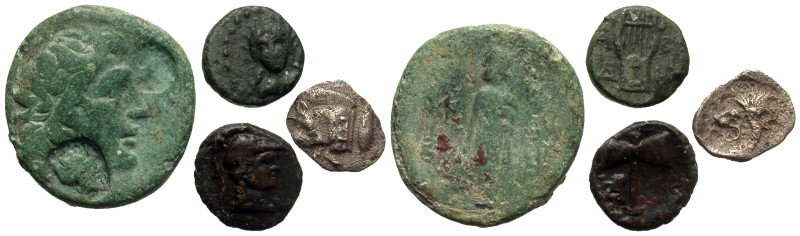 [Greek]. Lot of Four (4) Greek coins. Includes three bronzes and one fractional ...