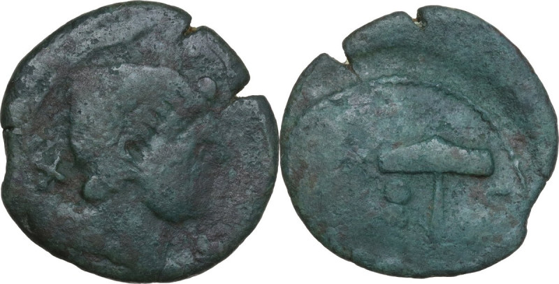 Greek Italy. Etruria, Populonia. AE Triens of 10 Units. Late 3rd century BC. Obv...