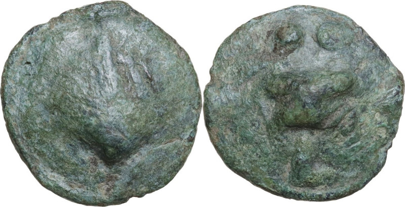 Greek Italy. Northern Apulia, Luceria. Light series. AE Biunx, c. 220 BC. Obv. S...