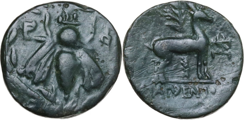 Greek Asia. Ionia, Ephesos. AE 19 mm. Late 2nd-early 1st century BC. Obv. Bee in...