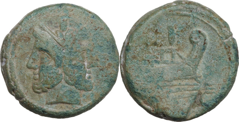 Anonymous Sextantal series. AE As, after 211 BC. Obv. Laureate head of Janus; ab...