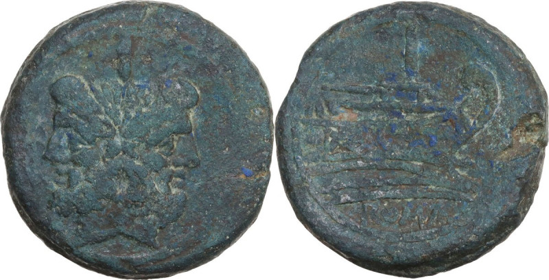 Anonymous Sextantal series. AE As, after 211 BC. Obv. Laureate head of Janus; ab...