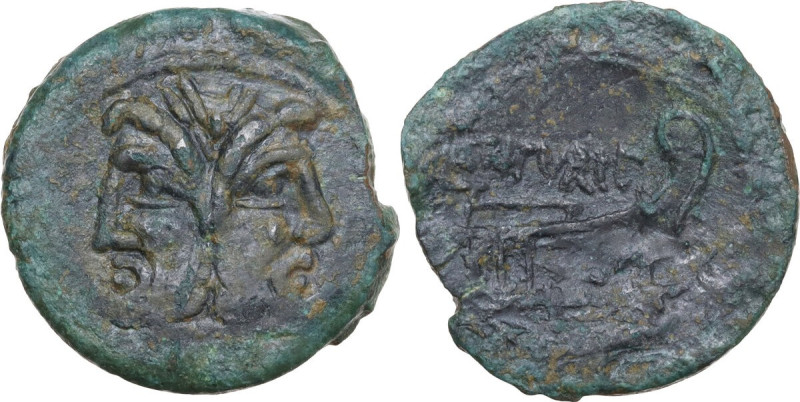 L.Titurius L.f. Sabinus. AE As, 89 BC. Obv. Laureate head of Janus. Rev. Prow ri...