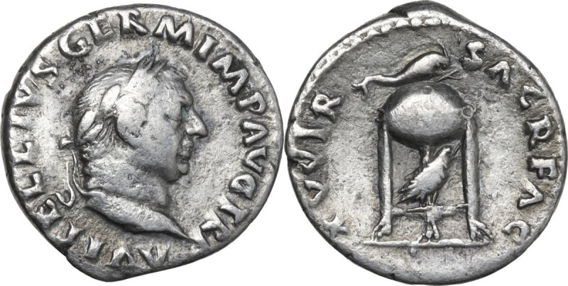 Vitellius (69 AD). AR Denarius. Rome mint. Struck late April-20 December 69 AD. ...