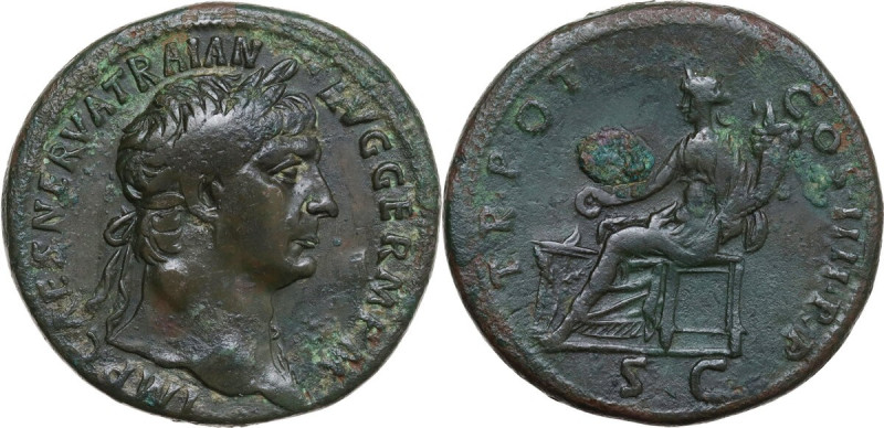 Trajan (98-117). AE Sestertius, Rome mint, 101-102 AD. Obv. IMP CAES NERVA TRAIA...