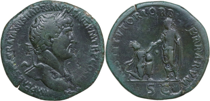 Hadrian (117-138). AE Sestertius, Rome mint, c. 119-121 AD. Obv. IMP CAESAR TRAI...