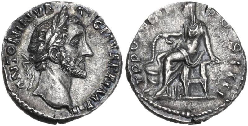 Antoninus Pius (138-161). AR Denarius, 156-157. Obv. ANTONINVS AVG PIVS PP IMP I...