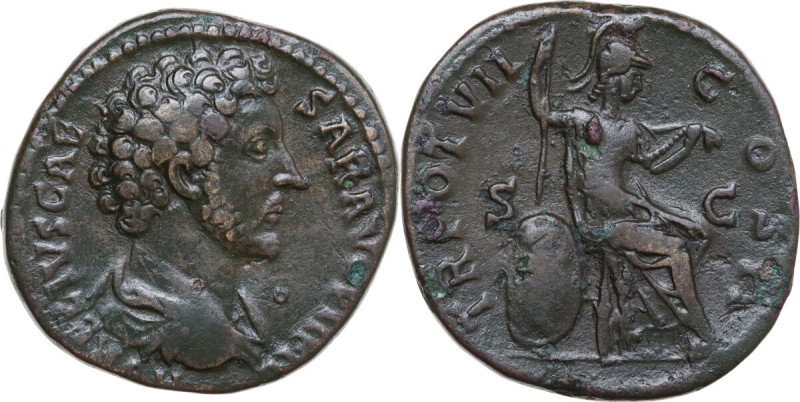 Marcus Aurelius as Caesar (139-161). AE Sestertius, Rome mint. Struck under Anto...