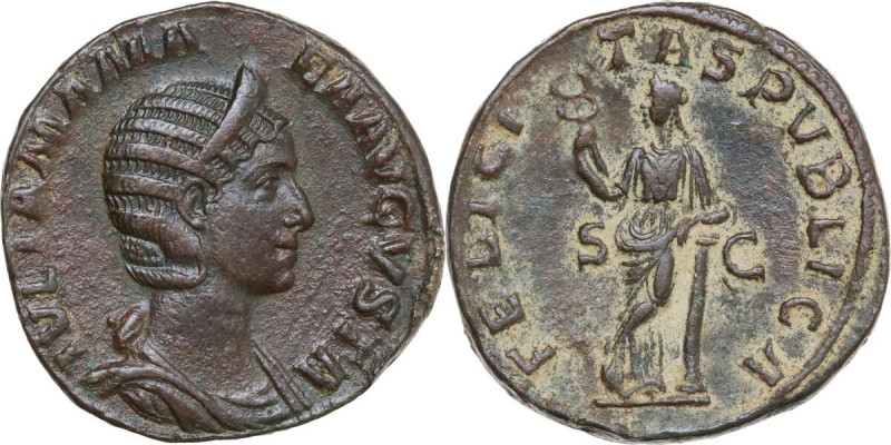 Julia Mamaea, mother of Severus Alexander (died 235 AD). AE Sestertius. Rome min...