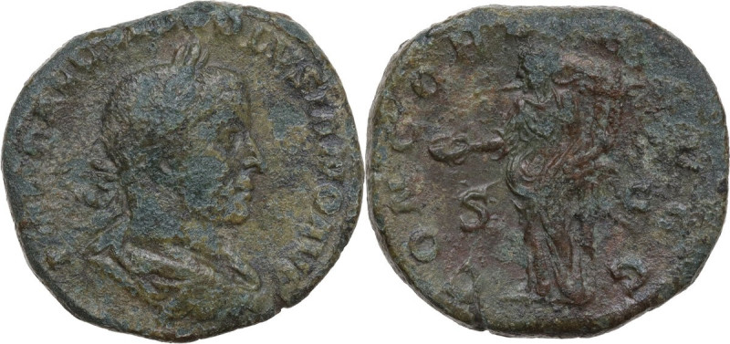 Volusian (251-253). AE Sestertius, early 253 AD. Obv. IMP CAE C VIB VOLVSIANO AV...