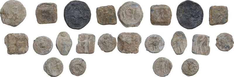 Multiple lot of eleven (11) PB unclassified tesserae. Various shapes and weights...