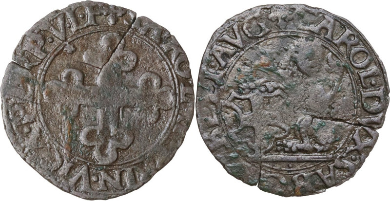 Carlo II (1504-1553). Grosso di Piemonte (detto nuovo), Vercelli. MIR (Savoia) 3...