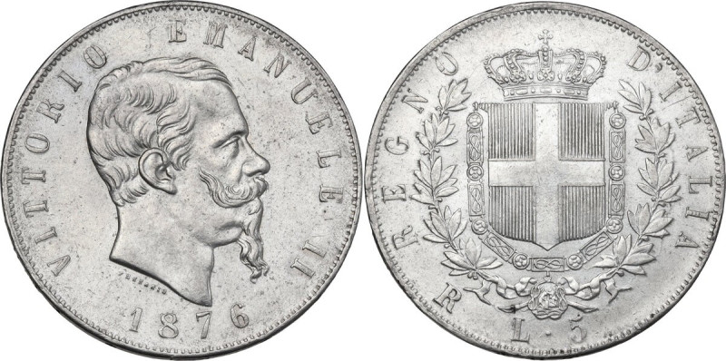 Vittorio Emanuele II (1861-1878). 5 lire 1876 Roma. Pag. (decimali) 501; MIR (Sa...