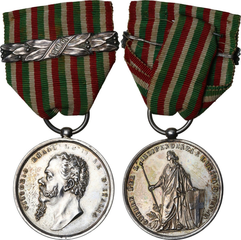 Vittorio Emanuele II (1849-1878). Medaglia 1865 commemorativa delle Guerre per l...