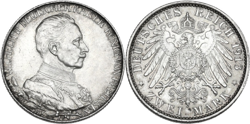 Germany. Wilhelm II (1888-1918). 2 mark 1913 A, Berlin mint. KM 533; Jaeg. 111. ...